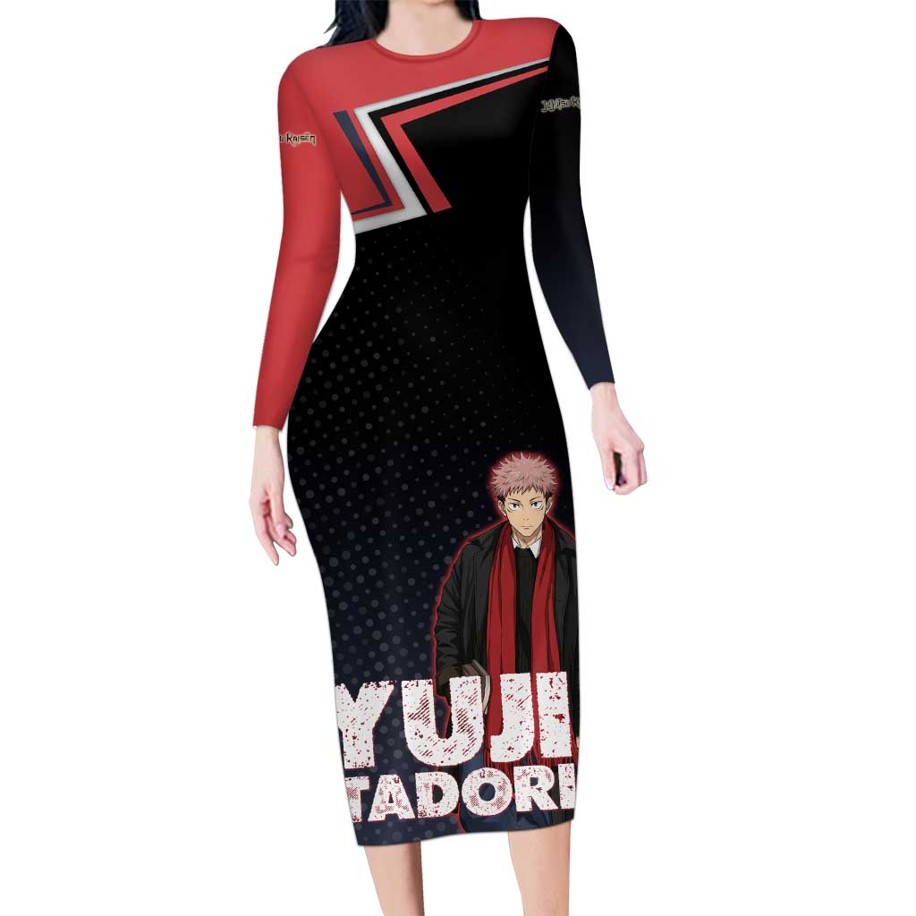 Yuji Itadori Long Sleeve Bodycon Dress Casual Anime Hero Style