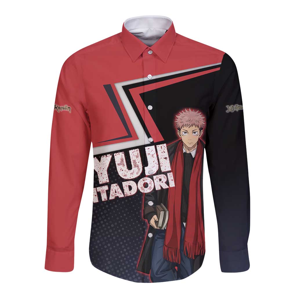 Yuji Itadori Long Sleeve Button Shirt Casual Anime Hero Style