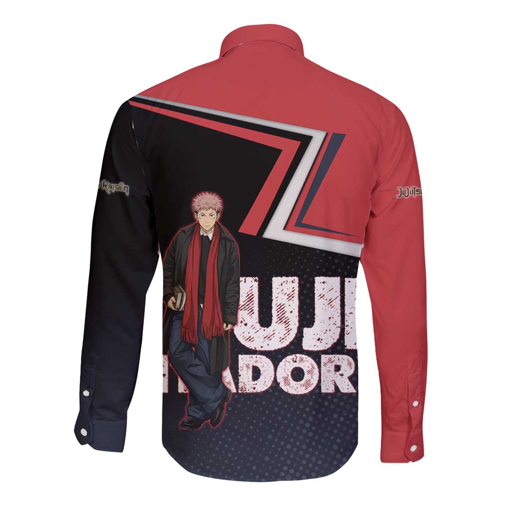Yuji Itadori Long Sleeve Button Shirt Casual Anime Hero Style