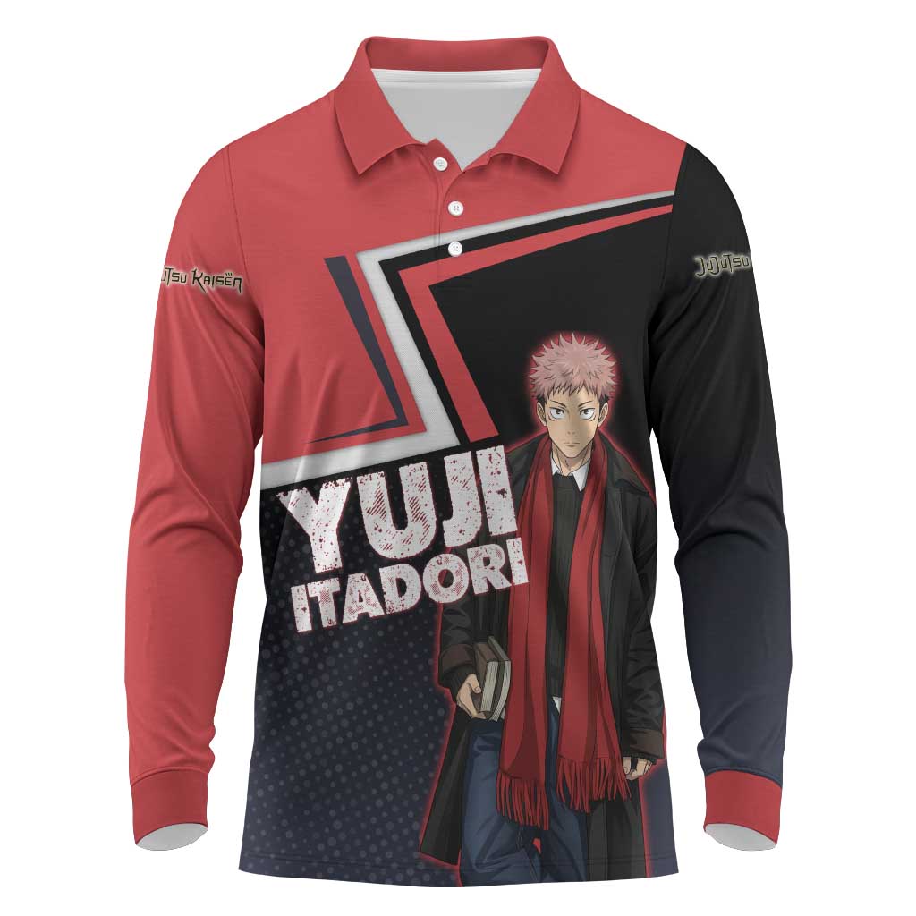 Yuji Itadori Long Sleeve Polo Shirt Casual Anime Hero Style