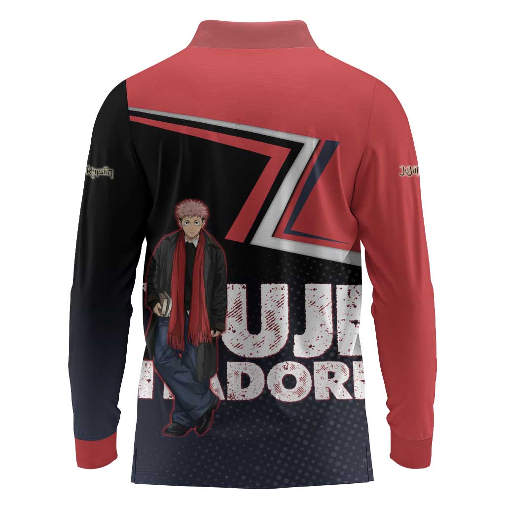 Yuji Itadori Long Sleeve Polo Shirt Casual Anime Hero Style
