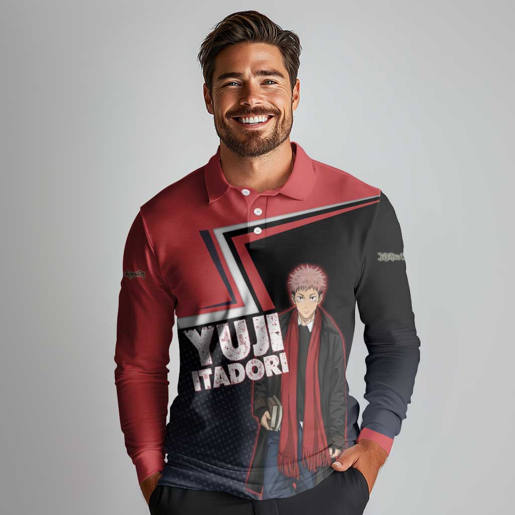 Yuji Itadori Long Sleeve Polo Shirt Casual Anime Hero Style