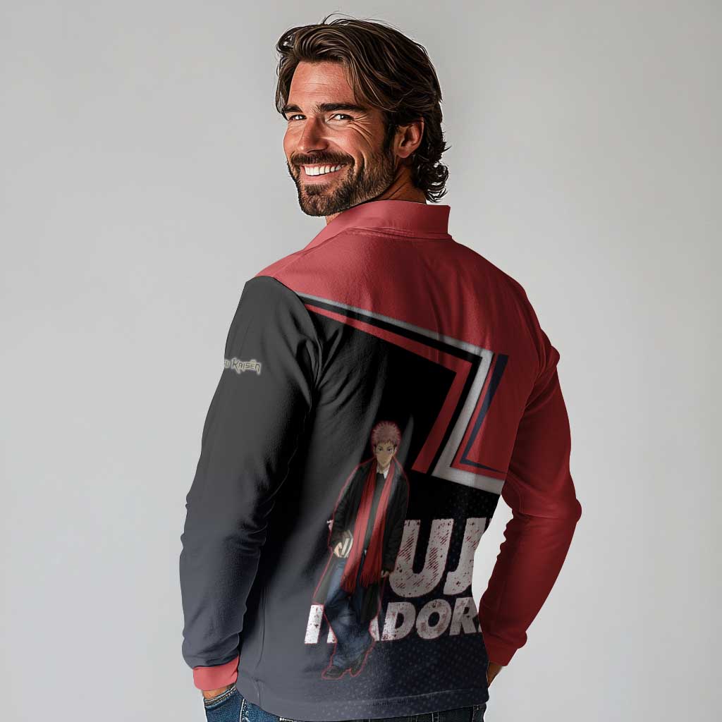Yuji Itadori Long Sleeve Polo Shirt Casual Anime Hero Style