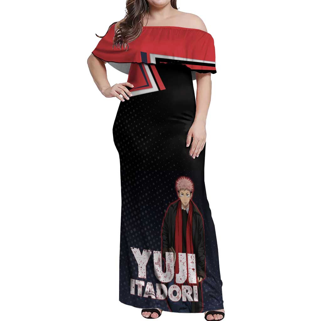 Yuji Itadori Off Shoulder Maxi Dress Casual Anime Hero Style