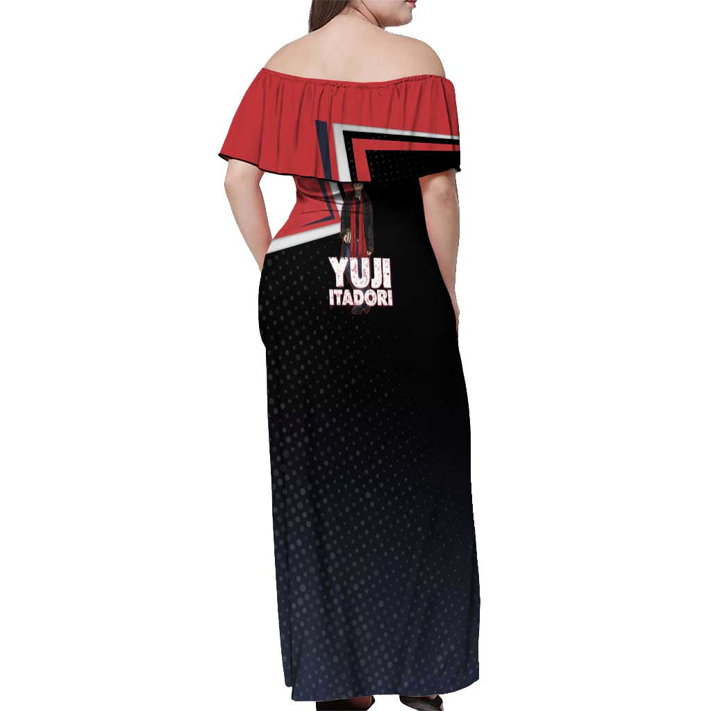 Yuji Itadori Off Shoulder Maxi Dress Casual Anime Hero Style