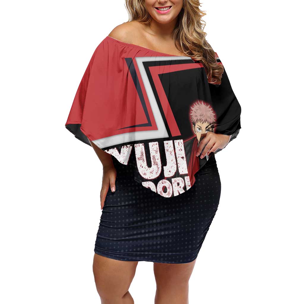 Yuji Itadori Off Shoulder Short Dress Casual Anime Hero Style