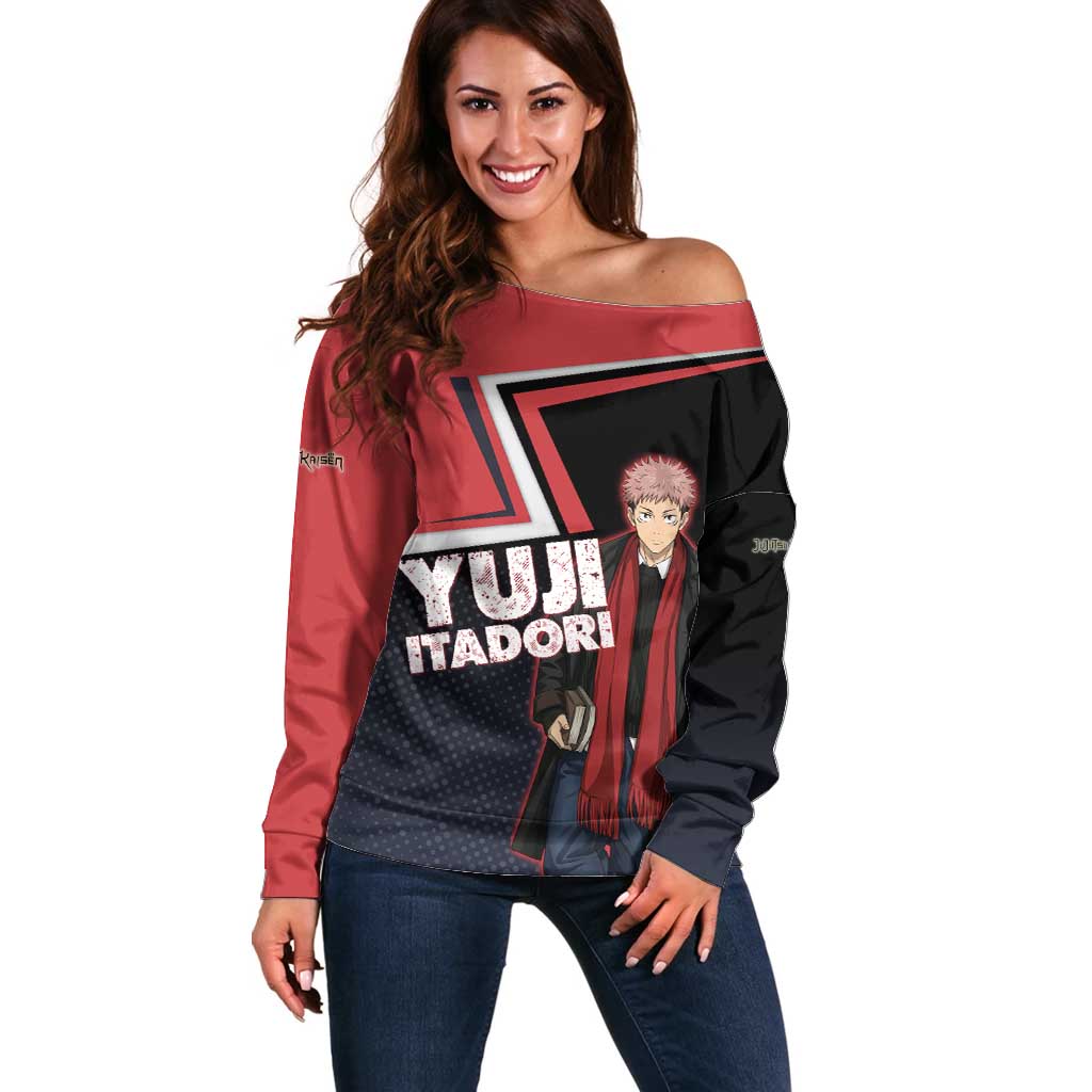 Yuji Itadori Off Shoulder Sweater Casual Anime Hero Style