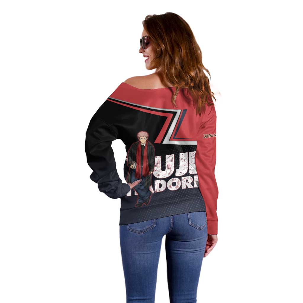 Yuji Itadori Off Shoulder Sweater Casual Anime Hero Style