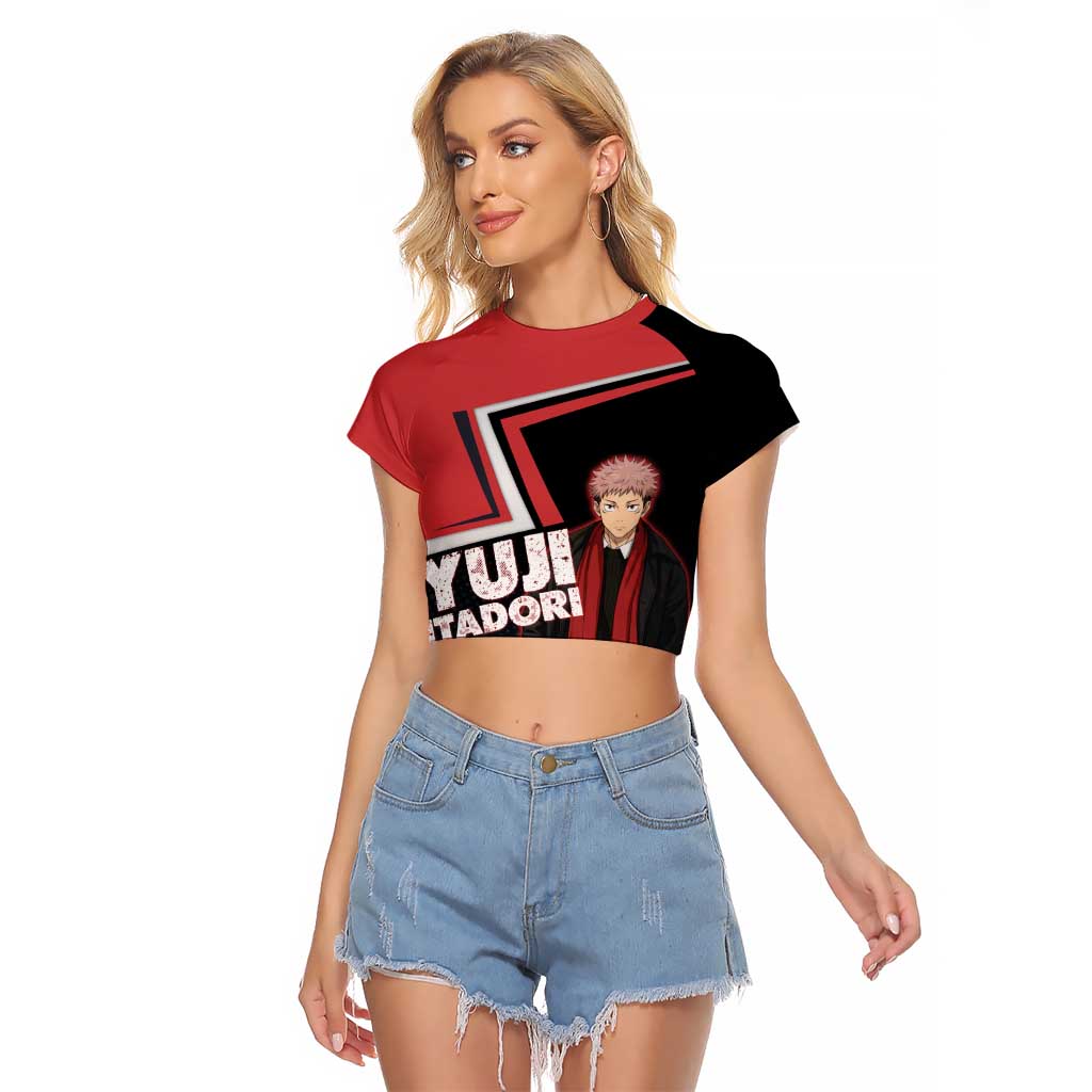 Yuji Itadori Raglan Cropped T Shirt Casual Anime Hero Style