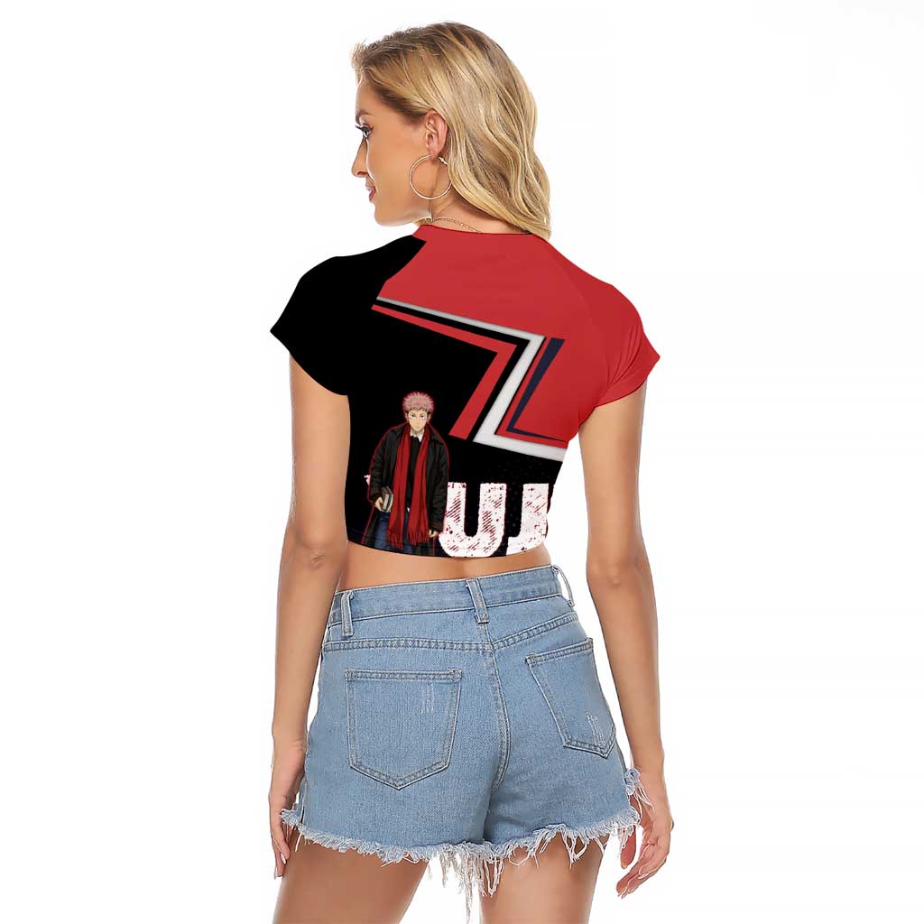 Yuji Itadori Raglan Cropped T Shirt Casual Anime Hero Style