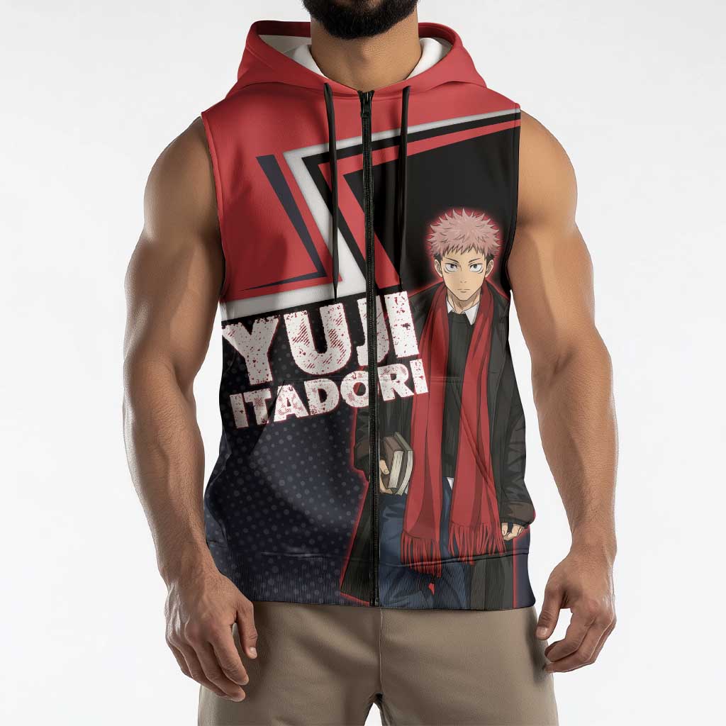 Yuji Itadori Sleeveless Zip Hoodie Casual Anime Hero Style