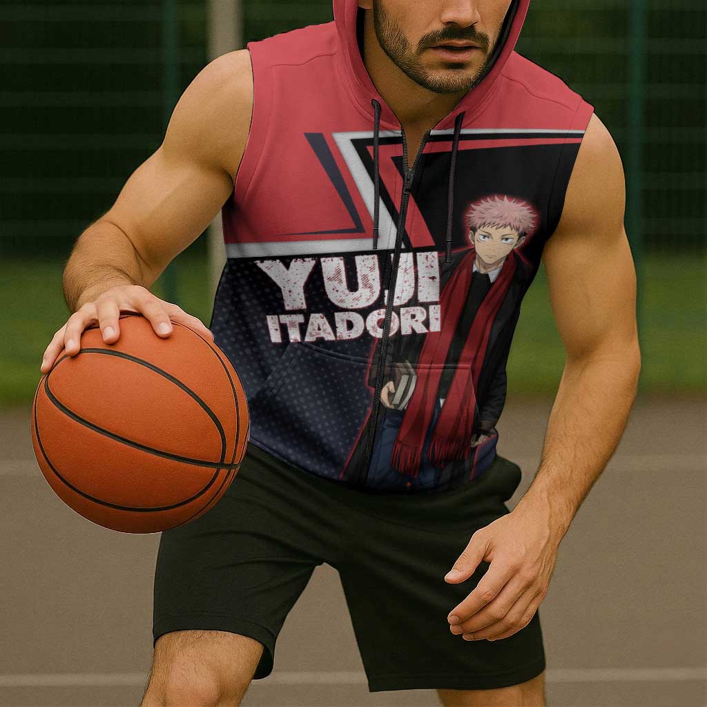 Yuji Itadori Sleeveless Zip Hoodie Casual Anime Hero Style