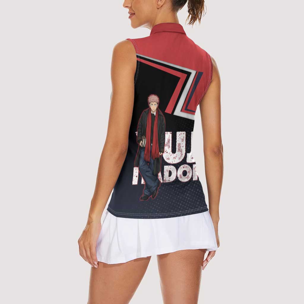 Yuji Itadori Women Sleeveless Polo Shirt Casual Anime Hero Style