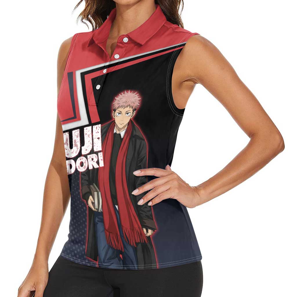 Yuji Itadori Women Sleeveless Polo Shirt Casual Anime Hero Style