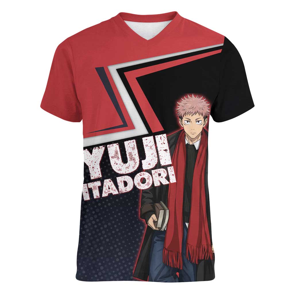 Yuji Itadori Women V-Neck T-Shirt Casual Anime Hero Style