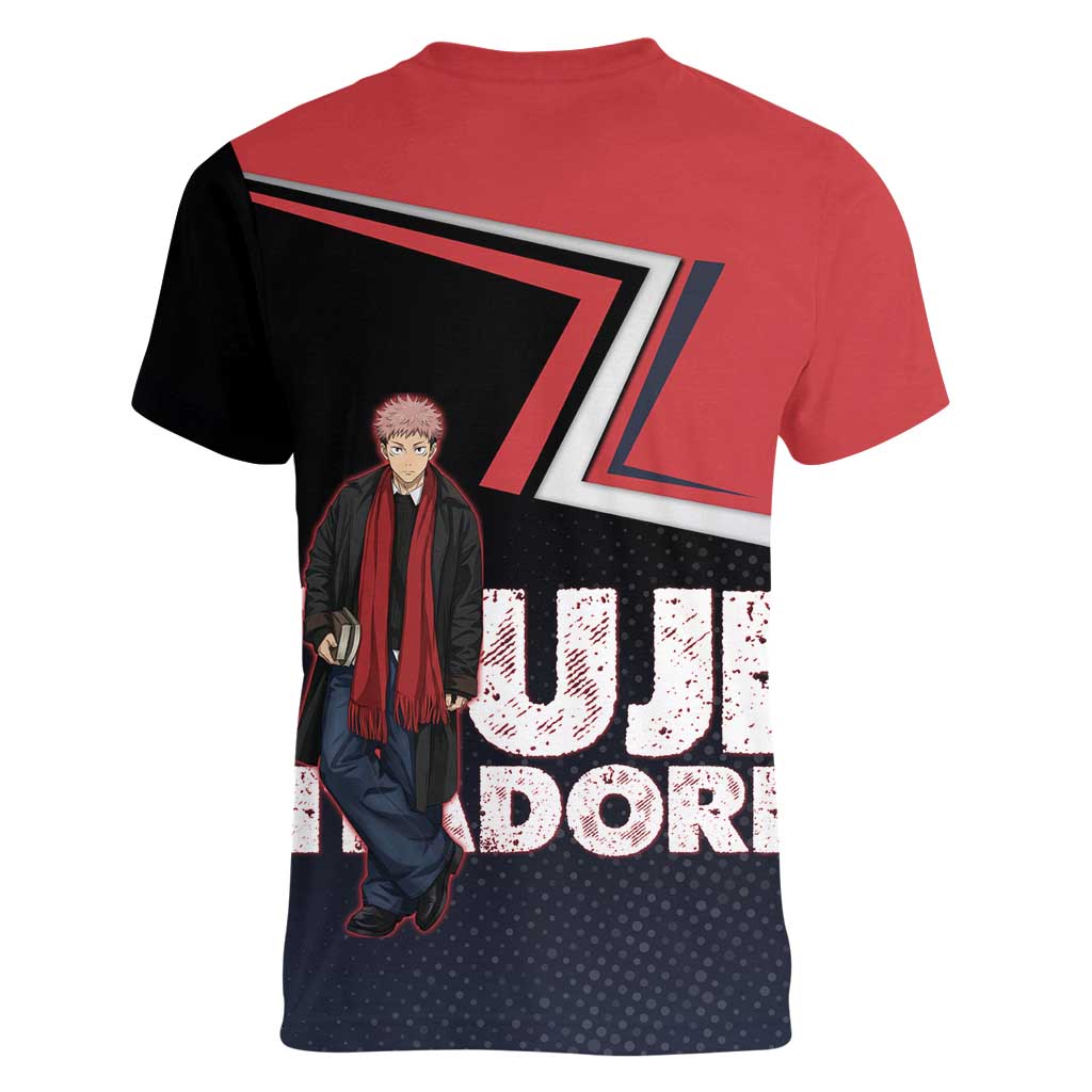 Yuji Itadori Women V-Neck T-Shirt Casual Anime Hero Style
