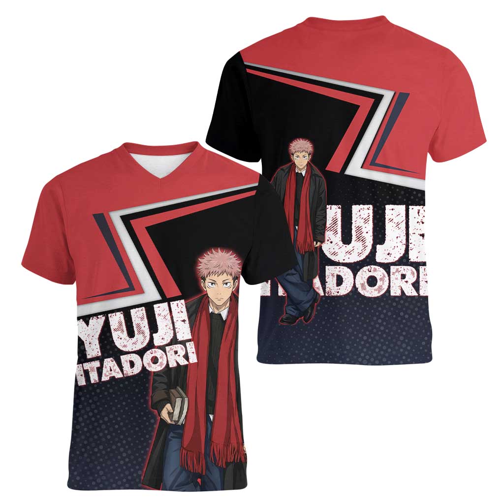 Yuji Itadori Women V-Neck T-Shirt Casual Anime Hero Style