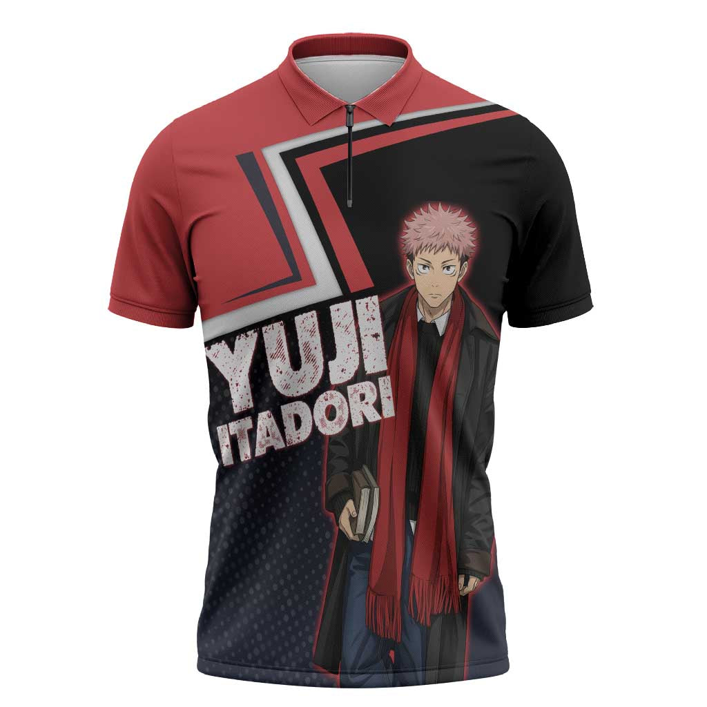 Yuji Itadori Zipper Polo Shirt Casual Anime Hero Style