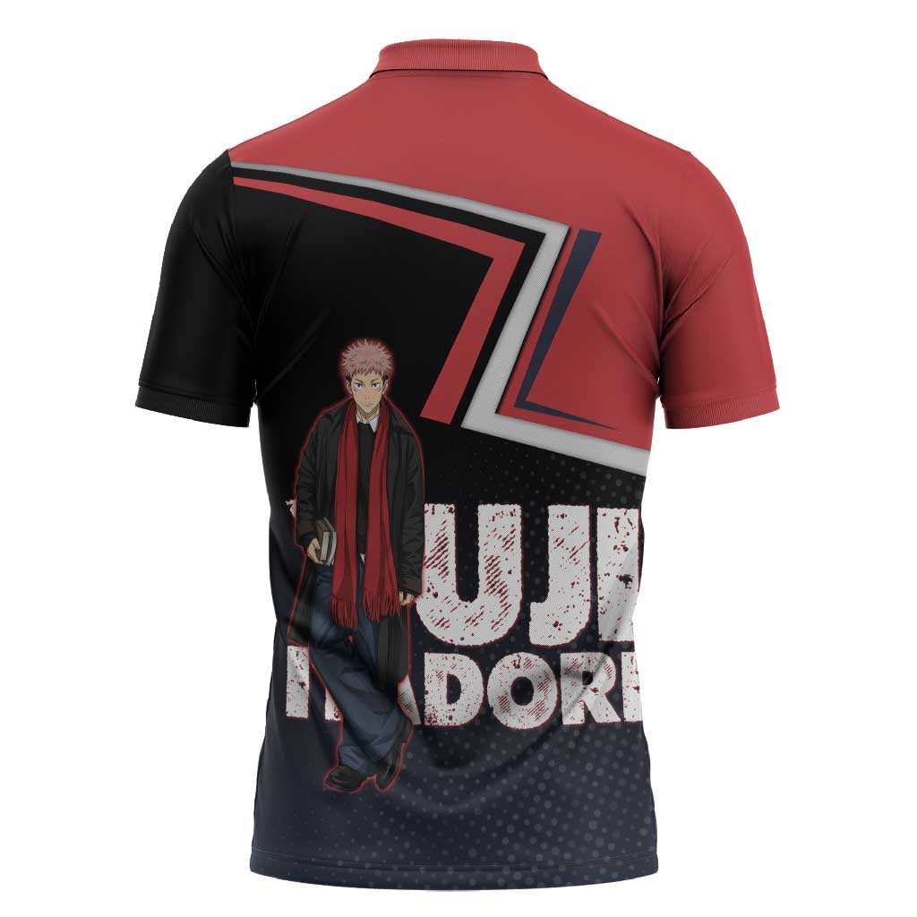 Yuji Itadori Zipper Polo Shirt Casual Anime Hero Style
