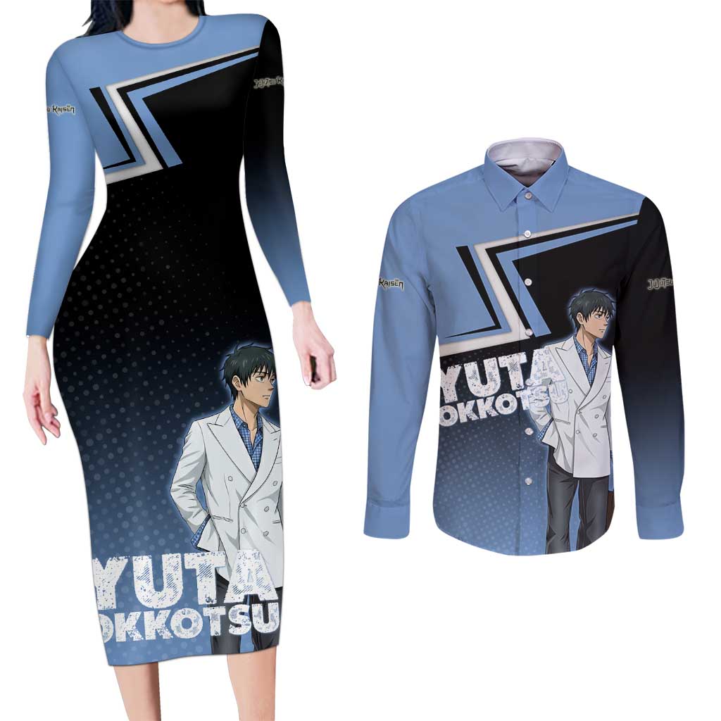 Yuta Okkotsu Couples Matching Long Sleeve Bodycon Dress and Long Sleeve Button Shirt Jujutsu Kaisen Street Style Art