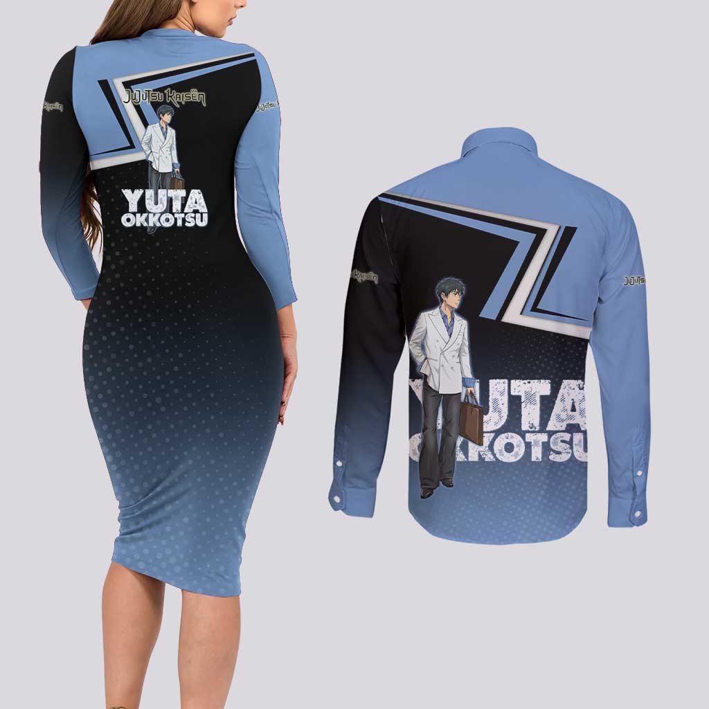 Yuta Okkotsu Couples Matching Long Sleeve Bodycon Dress and Long Sleeve Button Shirt Jujutsu Kaisen Street Style Art