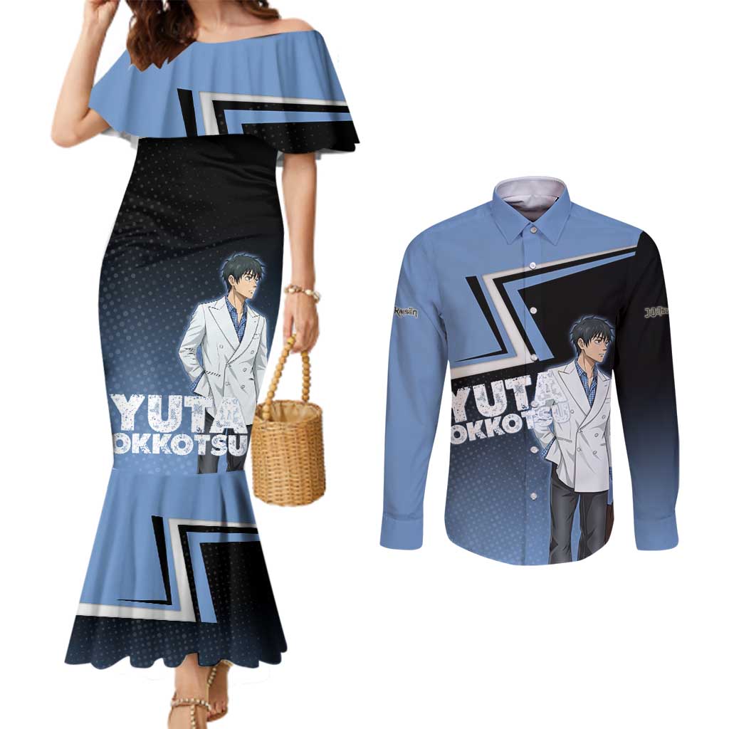 Yuta Okkotsu Couples Matching Mermaid Dress and Long Sleeve Button Shirt Jujutsu Kaisen Street Style Art