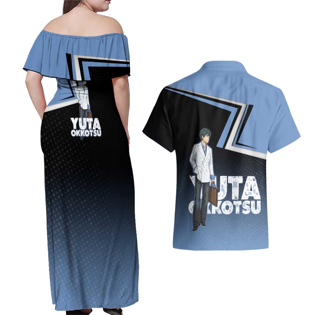Yuta Okkotsu Couples Matching Off Shoulder Maxi Dress and Hawaiian Shirt Jujutsu Kaisen Street Style Art