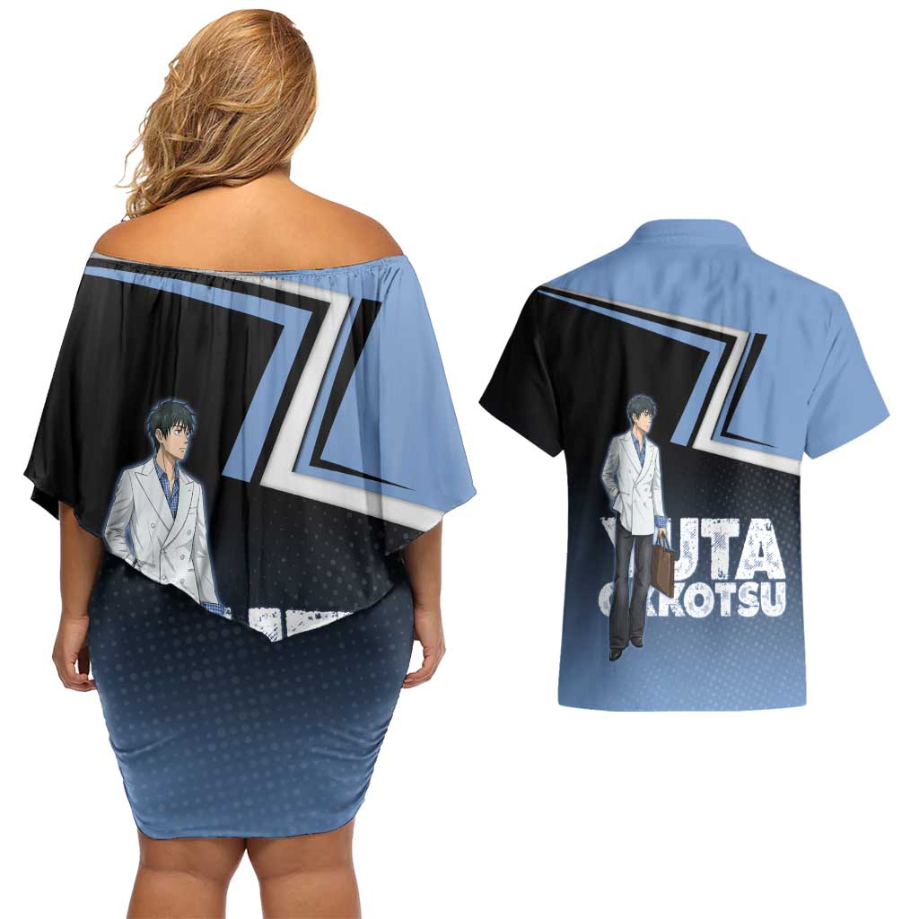 Yuta Okkotsu Couples Matching Off Shoulder Short Dress and Hawaiian Shirt Jujutsu Kaisen Street Style Art