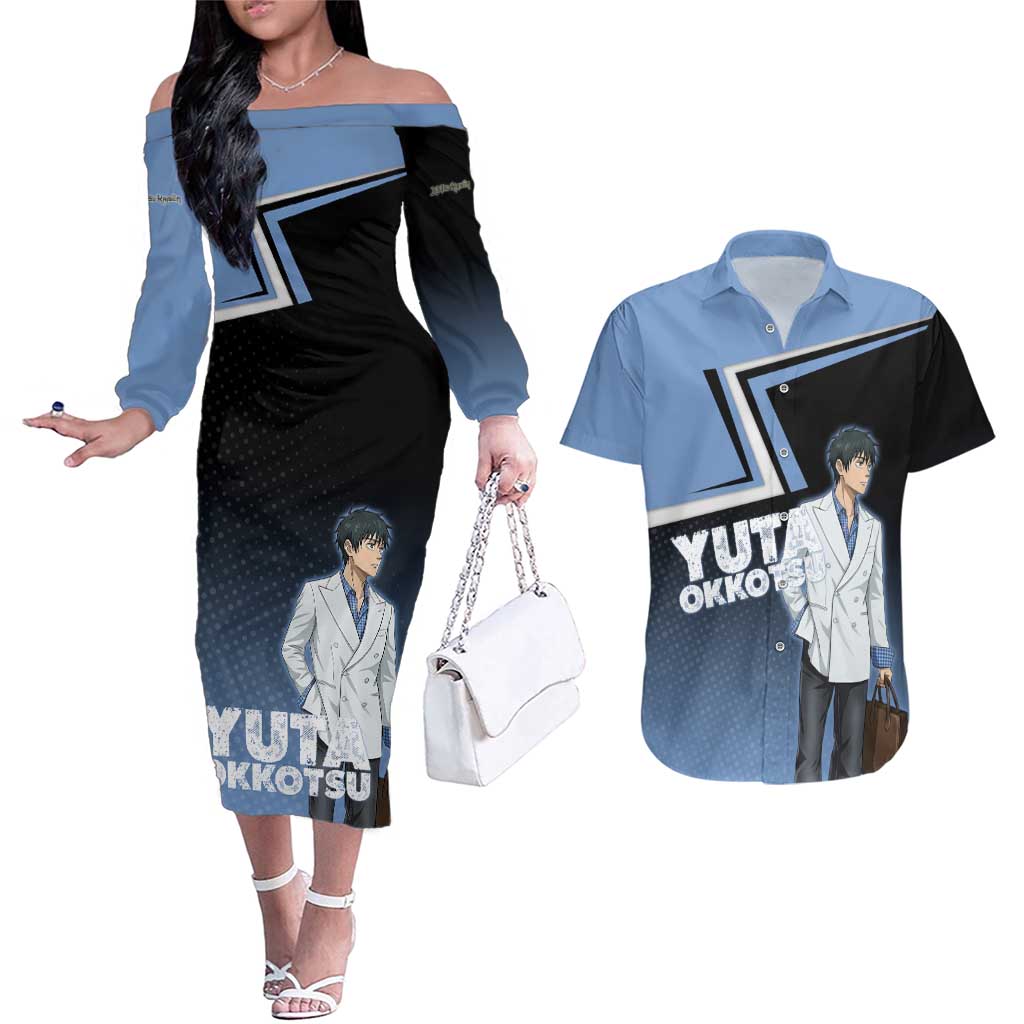 Yuta Okkotsu Couples Matching Off The Shoulder Long Sleeve Dress and Hawaiian Shirt Jujutsu Kaisen Street Style Art