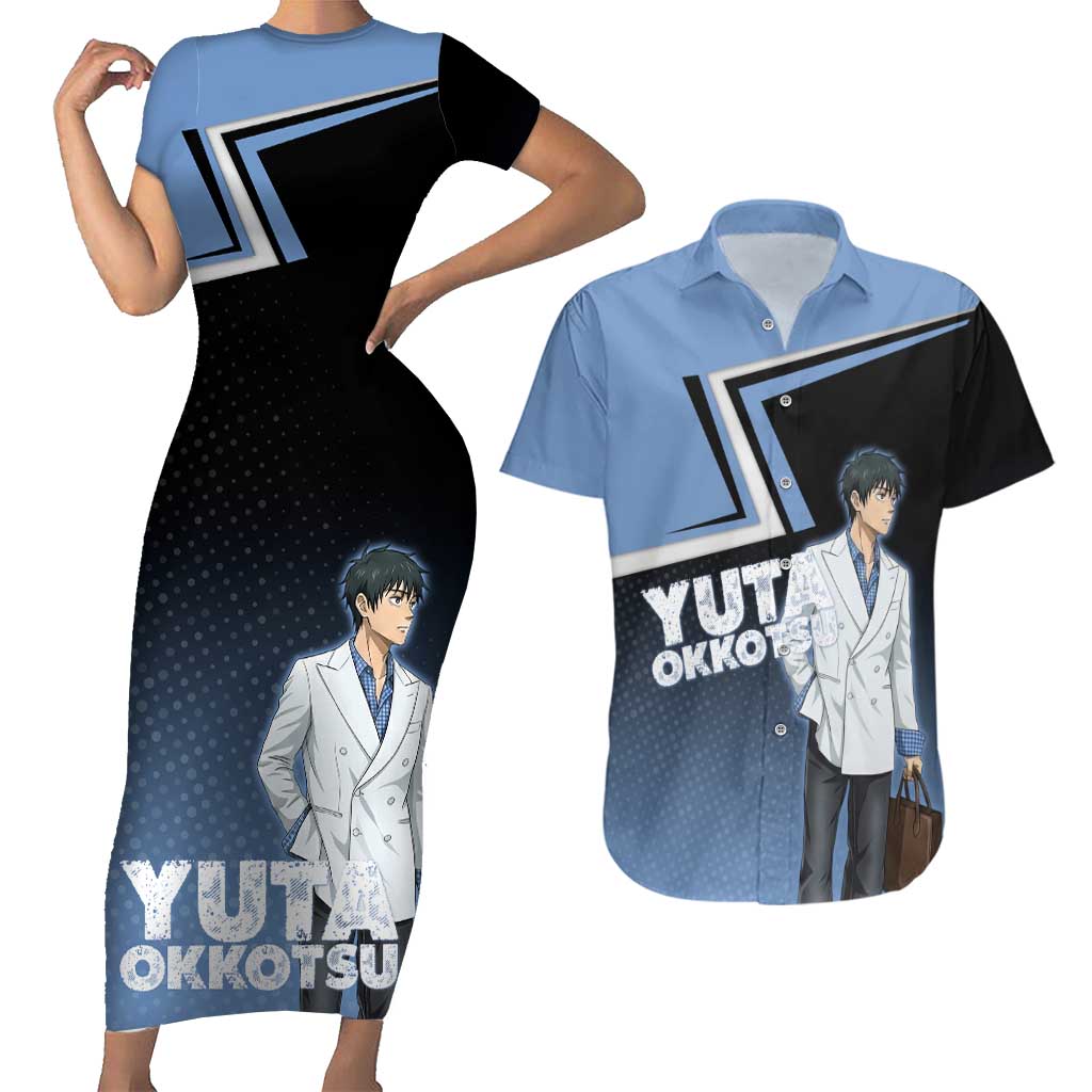 Yuta Okkotsu Couples Matching Short Sleeve Bodycon Dress and Hawaiian Shirt Jujutsu Kaisen Street Style Art