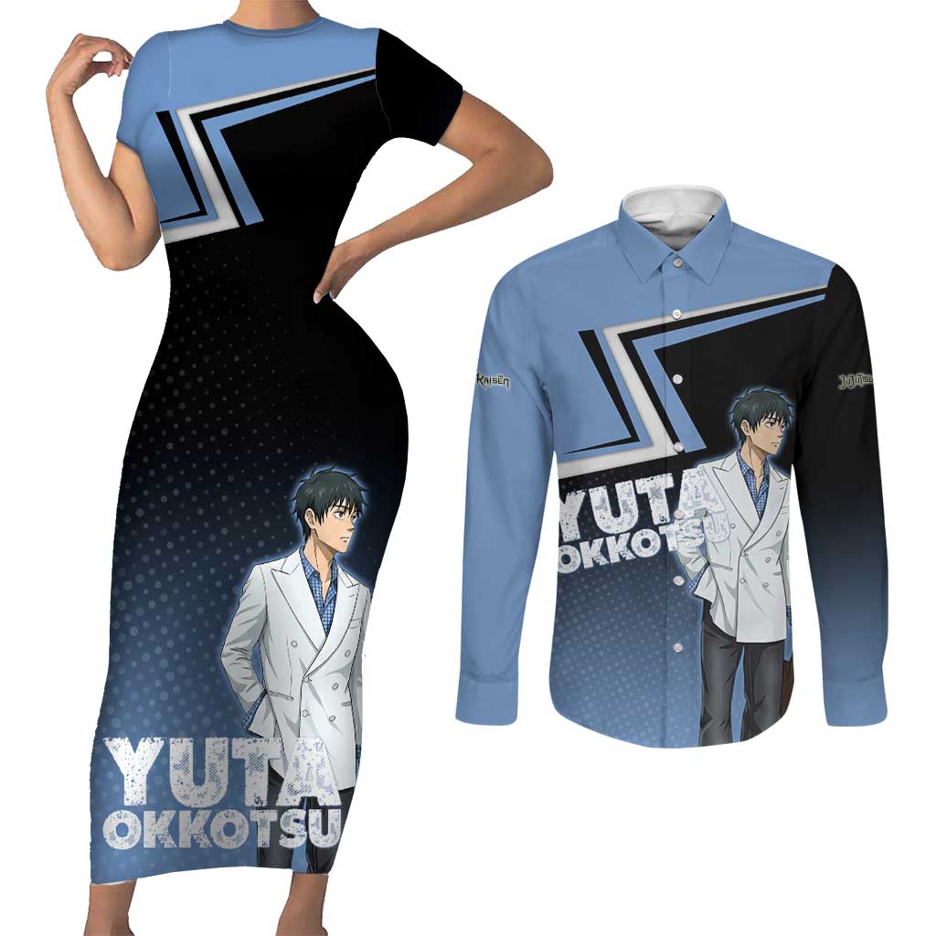 Yuta Okkotsu Couples Matching Short Sleeve Bodycon Dress and Long Sleeve Button Shirt Jujutsu Kaisen Street Style Art