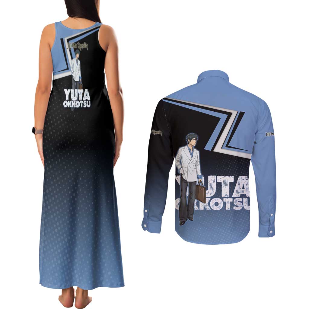 Yuta Okkotsu Couples Matching Tank Maxi Dress and Long Sleeve Button Shirt Jujutsu Kaisen Street Style Art