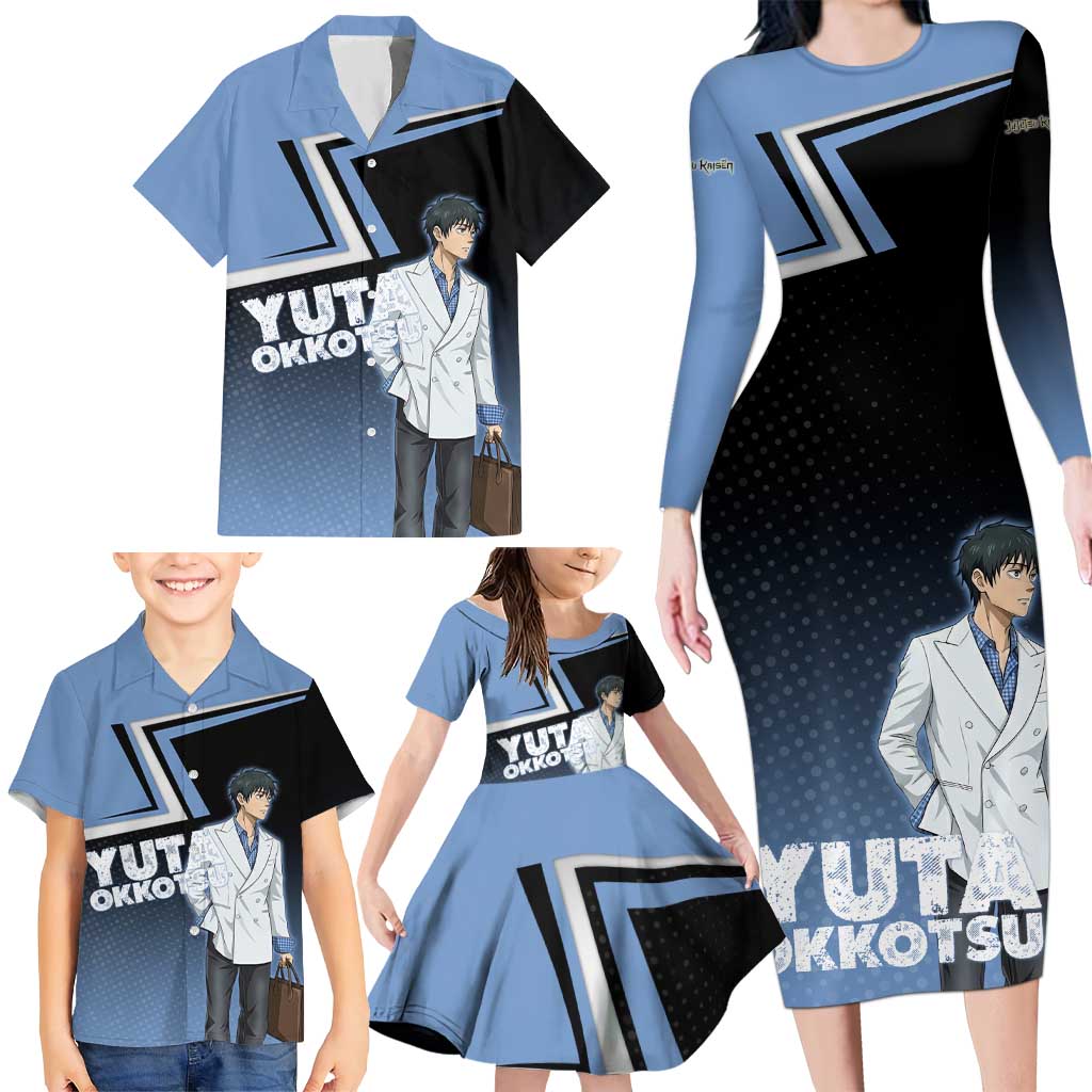 Yuta Okkotsu Family Matching Long Sleeve Bodycon Dress and Hawaiian Shirt Jujutsu Kaisen Street Style Art