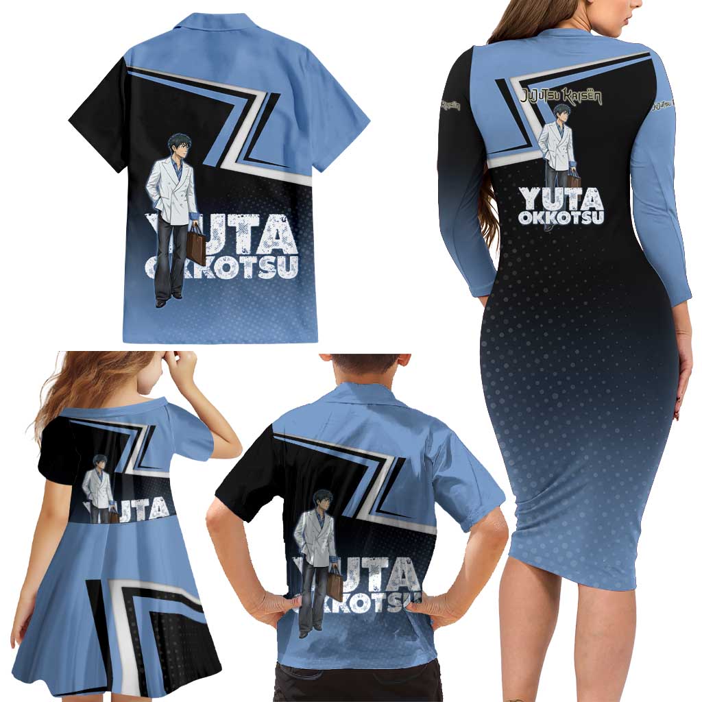 Yuta Okkotsu Family Matching Long Sleeve Bodycon Dress and Hawaiian Shirt Jujutsu Kaisen Street Style Art