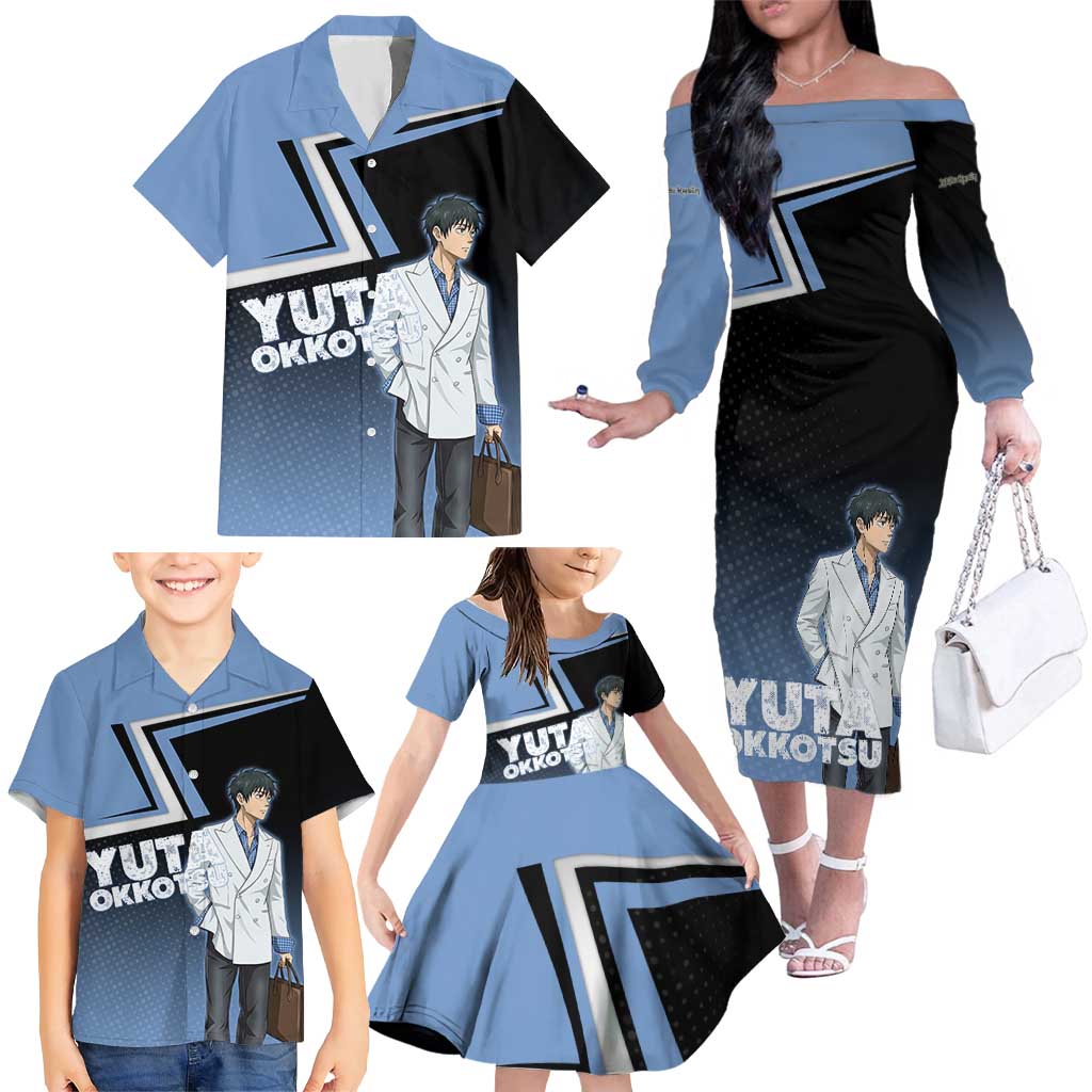 Yuta Okkotsu Family Matching Off The Shoulder Long Sleeve Dress and Hawaiian Shirt Jujutsu Kaisen Street Style Art