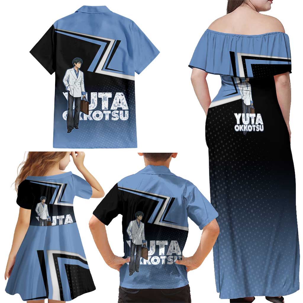 Yuta Okkotsu Family Matching Off Shoulder Maxi Dress and Hawaiian Shirt Jujutsu Kaisen Street Style Art