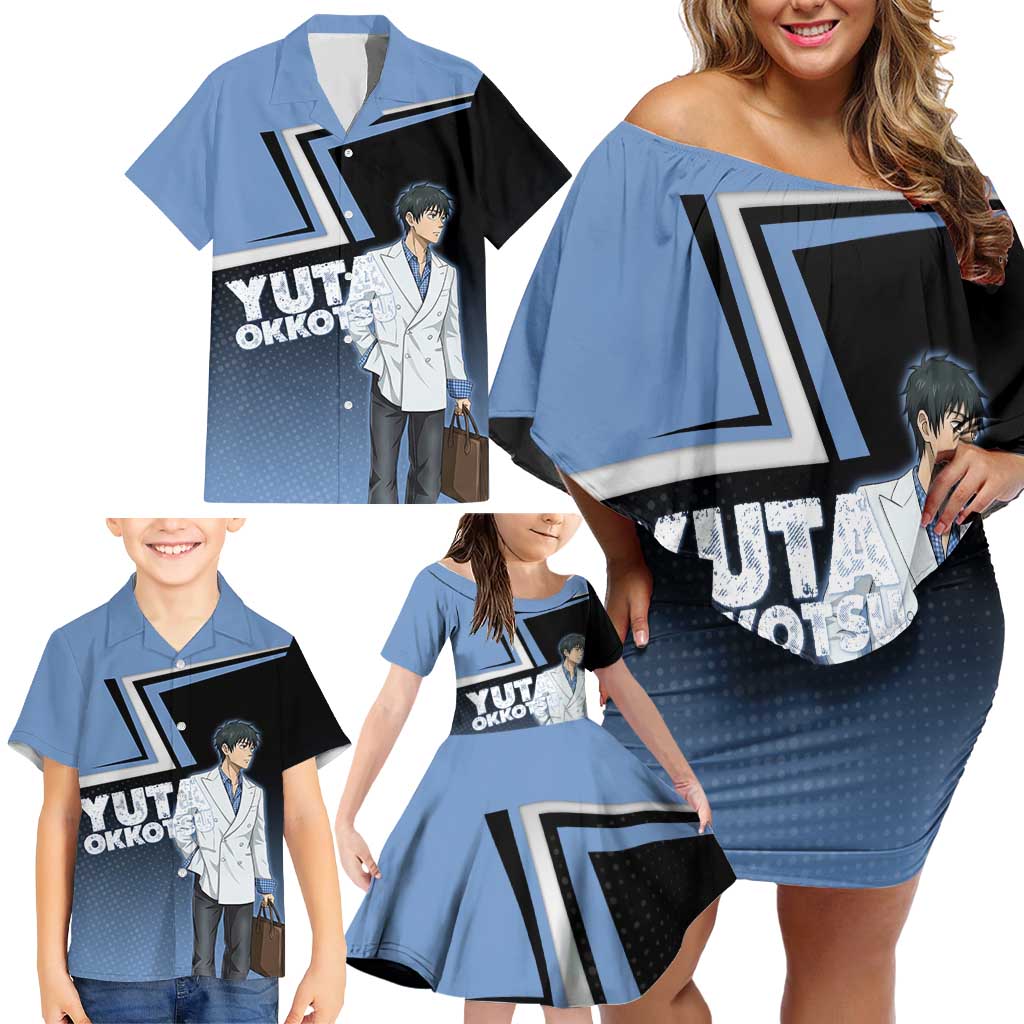 Yuta Okkotsu Family Matching Off Shoulder Short Dress and Hawaiian Shirt Jujutsu Kaisen Street Style Art