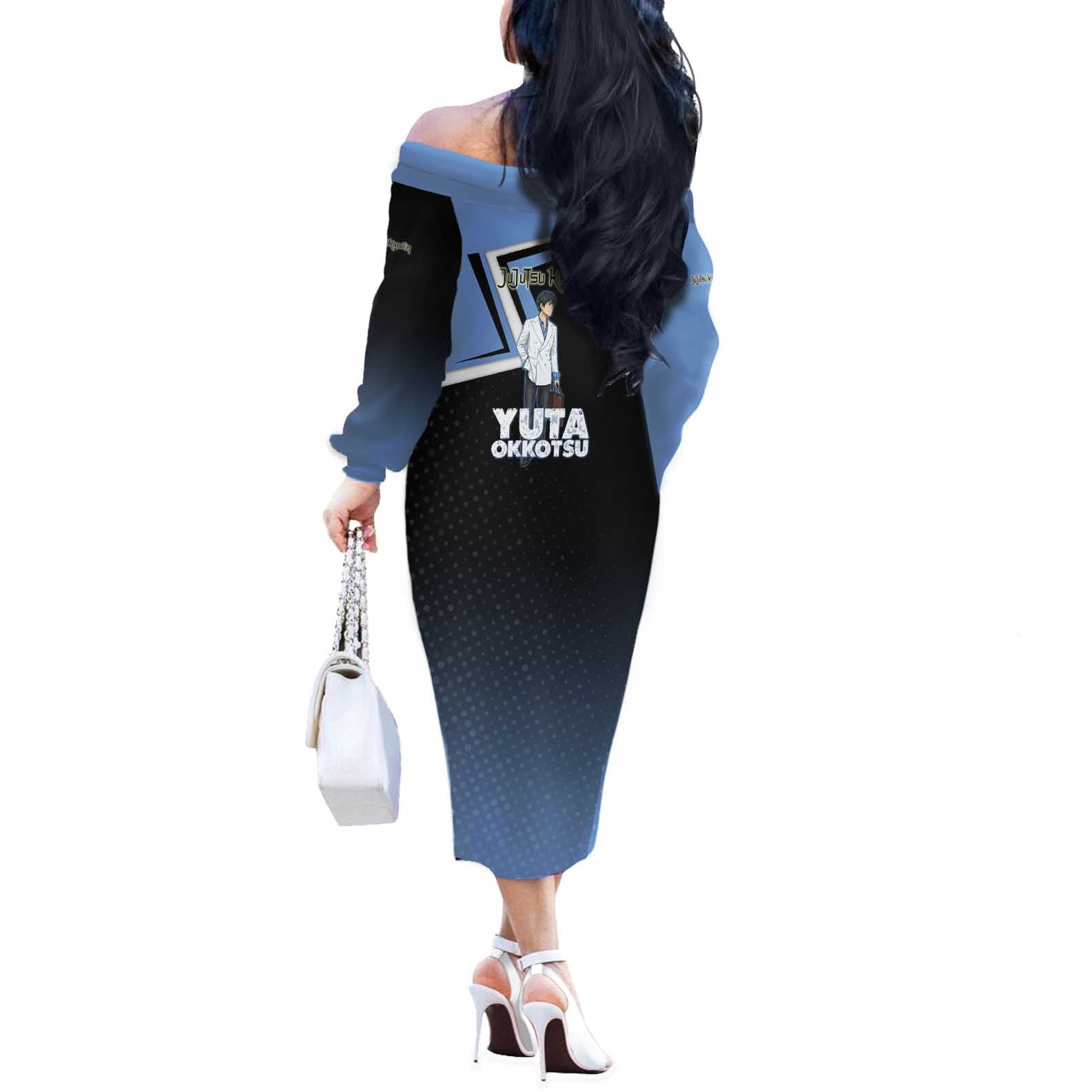 Yuta Okkotsu Off The Shoulder Long Sleeve Dress Jujutsu Kaisen Street Style Art