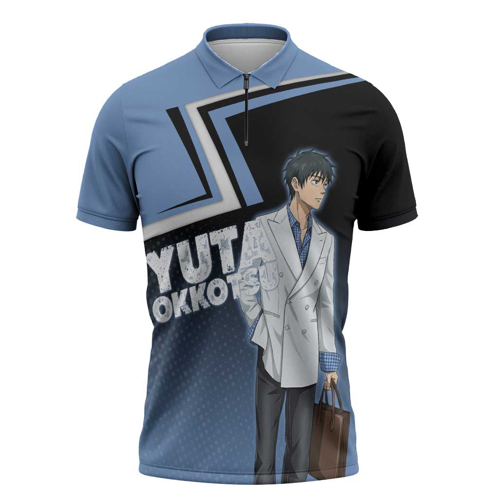 Yuta Okkotsu Zipper Polo Shirt Jujutsu Kaisen Street Style Art