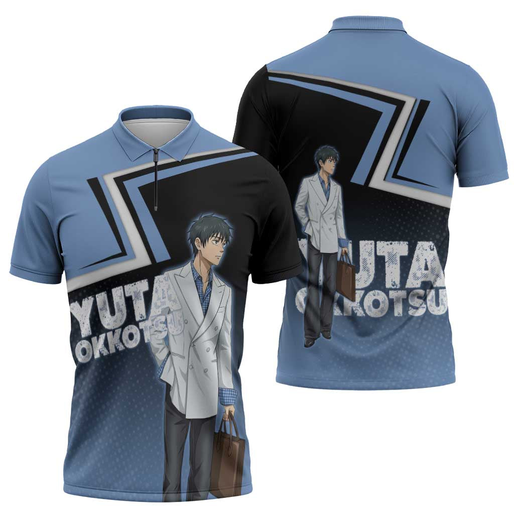 Yuta Okkotsu Zipper Polo Shirt Jujutsu Kaisen Street Style Art