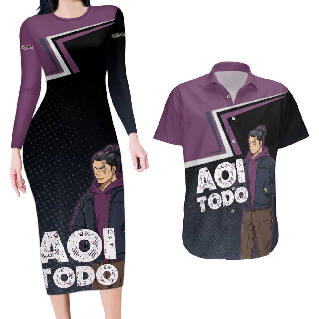 Aoi Todo Couples Matching Long Sleeve Bodycon Dress and Hawaiian Shirt Jujutsu Kaisen Casual Urban Look