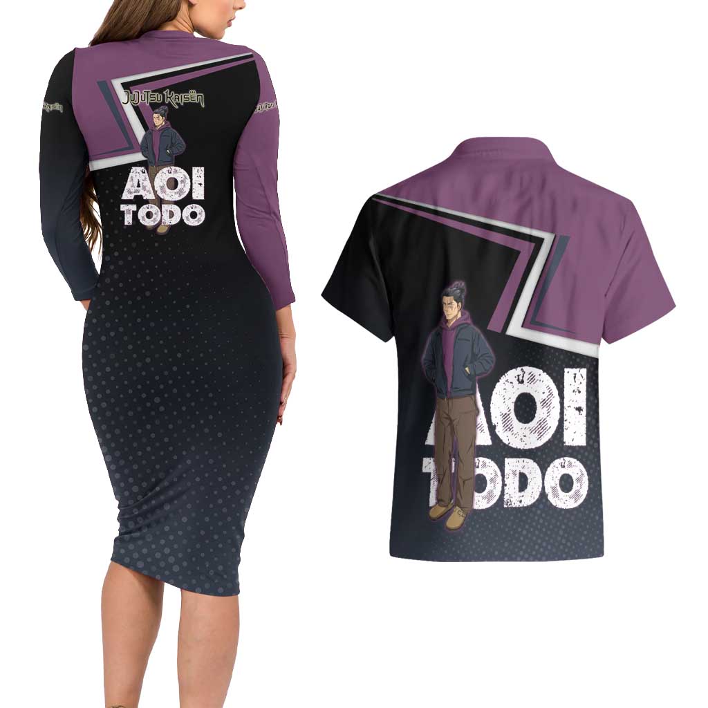 Aoi Todo Couples Matching Long Sleeve Bodycon Dress and Hawaiian Shirt Jujutsu Kaisen Casual Urban Look