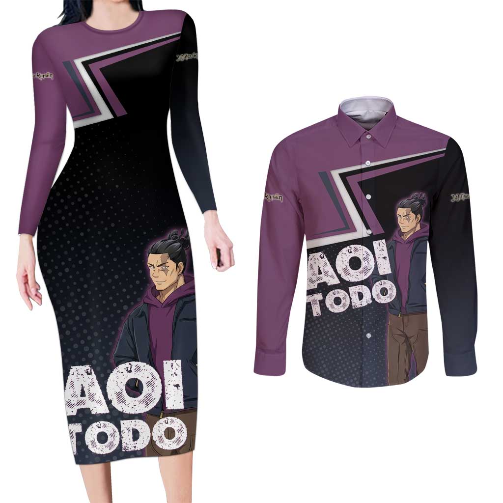 Aoi Todo Couples Matching Long Sleeve Bodycon Dress and Long Sleeve Button Shirt Jujutsu Kaisen Casual Urban Look