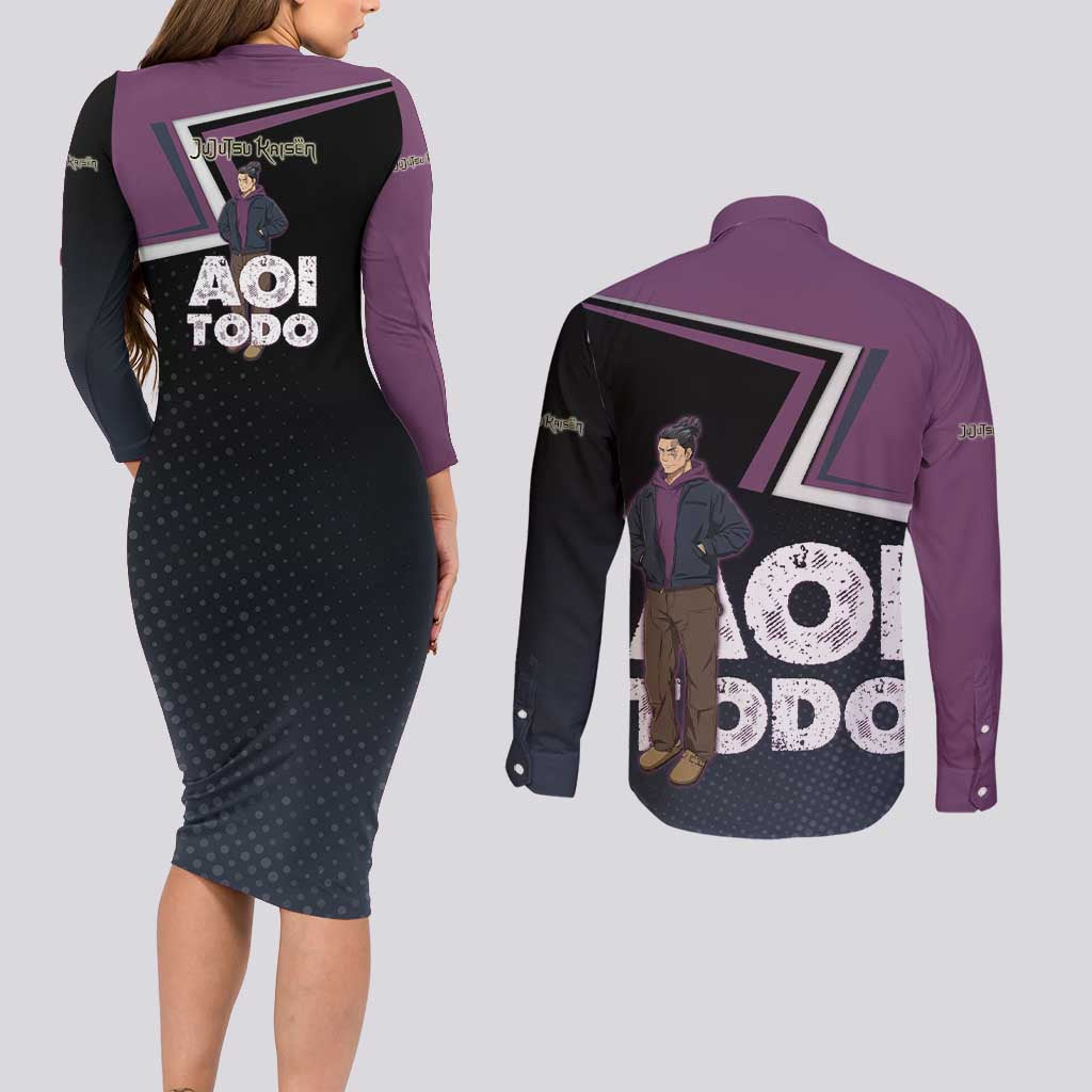 Aoi Todo Couples Matching Long Sleeve Bodycon Dress and Long Sleeve Button Shirt Jujutsu Kaisen Casual Urban Look