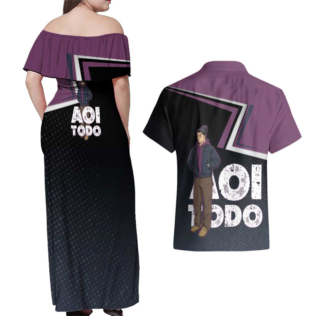 Aoi Todo Couples Matching Off Shoulder Maxi Dress and Hawaiian Shirt Jujutsu Kaisen Casual Urban Look