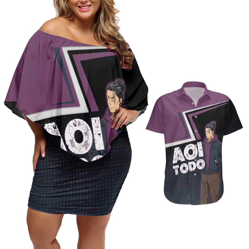 Aoi Todo Couples Matching Off Shoulder Short Dress and Hawaiian Shirt Jujutsu Kaisen Casual Urban Look