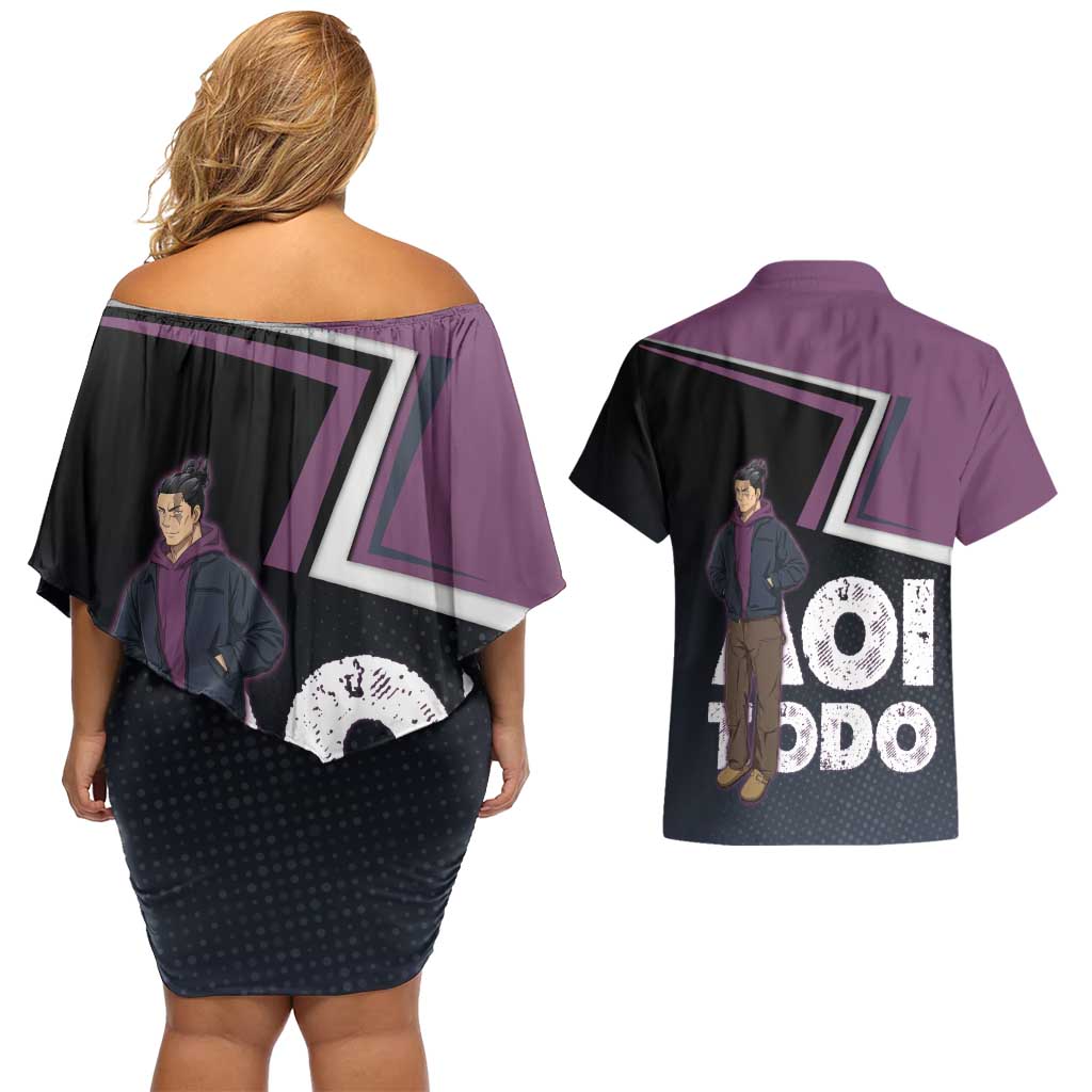 Aoi Todo Couples Matching Off Shoulder Short Dress and Hawaiian Shirt Jujutsu Kaisen Casual Urban Look