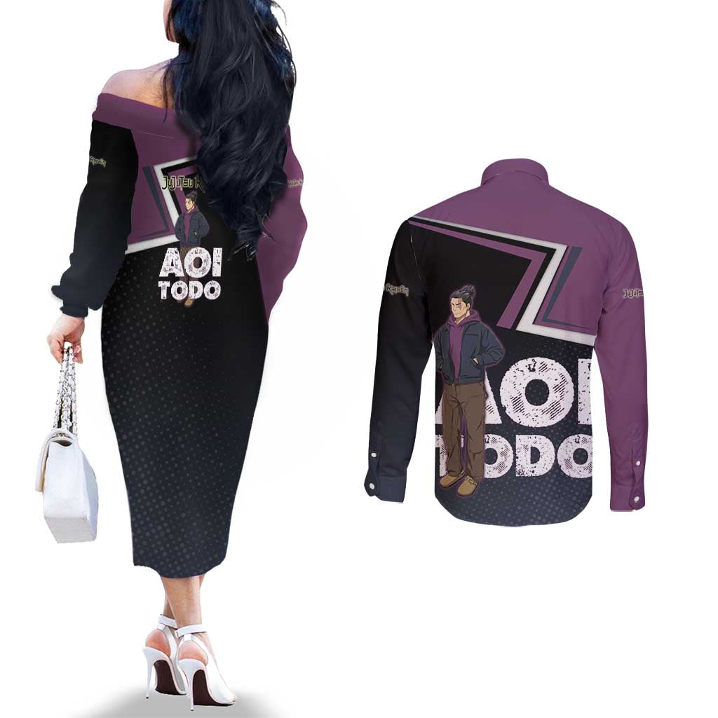 Aoi Todo Couples Matching Off The Shoulder Long Sleeve Dress and Long Sleeve Button Shirt Jujutsu Kaisen Casual Urban Look