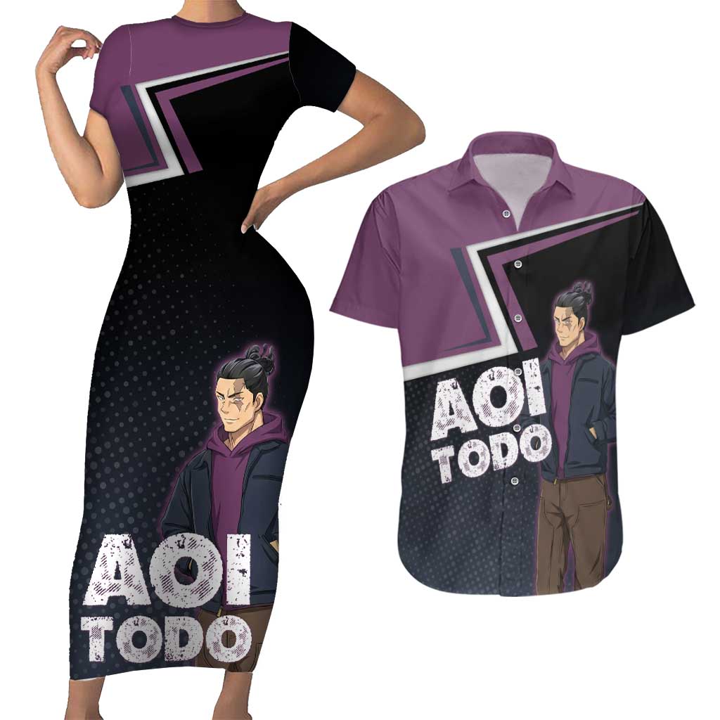 Aoi Todo Couples Matching Short Sleeve Bodycon Dress and Hawaiian Shirt Jujutsu Kaisen Casual Urban Look