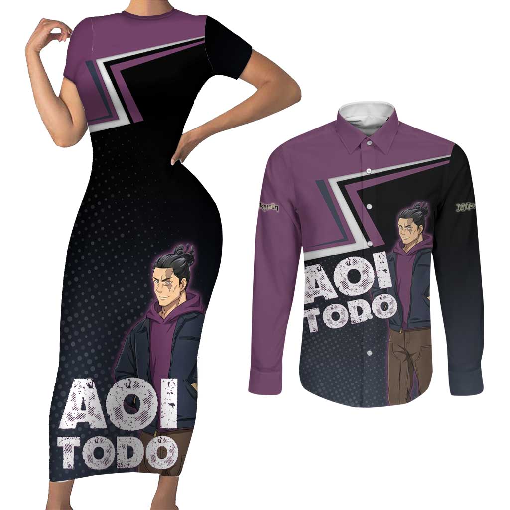 Aoi Todo Couples Matching Short Sleeve Bodycon Dress and Long Sleeve Button Shirt Jujutsu Kaisen Casual Urban Look